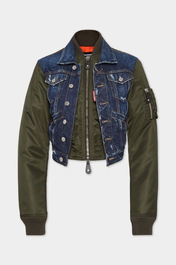Mørk hybrid-Jeans-jakke i aviator-stil