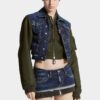 Mørk hybrid-Jeans-jakke i aviator-stil