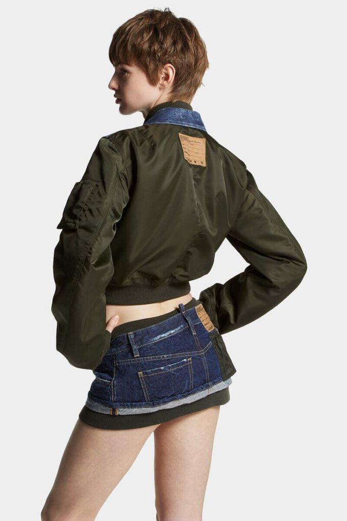 Mørk hybrid-Jeans-jakke i aviator-stil