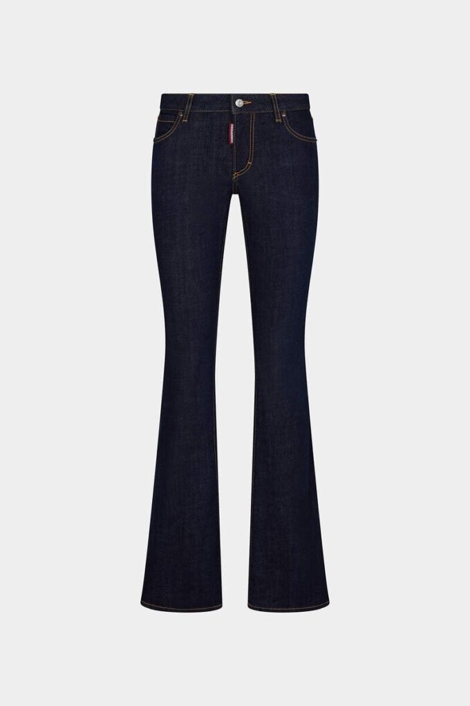 Mørkvaskede jeans med medium midje og utvidet ben Mørkvaskede jeans med medium midje og utvidet ben