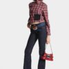 Mørkvaskede jeans med medium midje og utvidet ben Mørkvaskede jeans med medium midje og utvidet ben