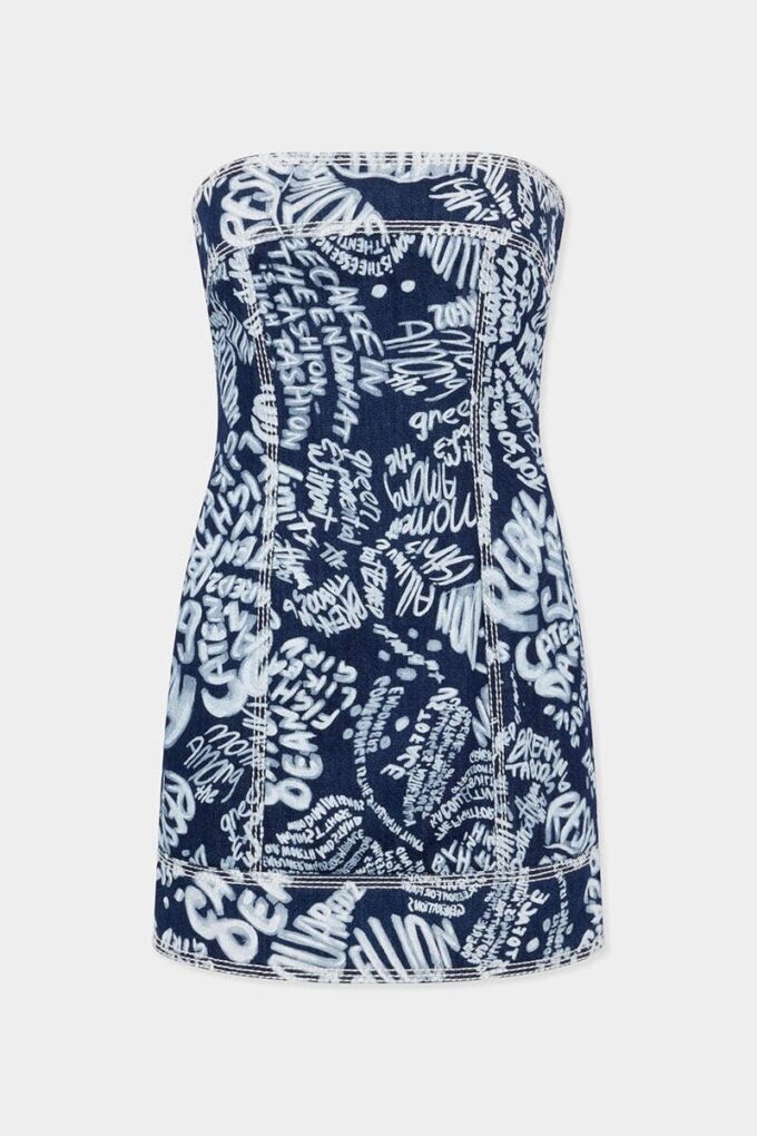 Mørkvasket Rebel Hibiscus-denimkjole