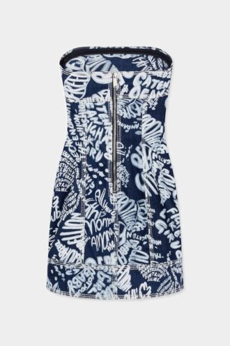Mørkvasket Rebel Hibiscus-denimkjole