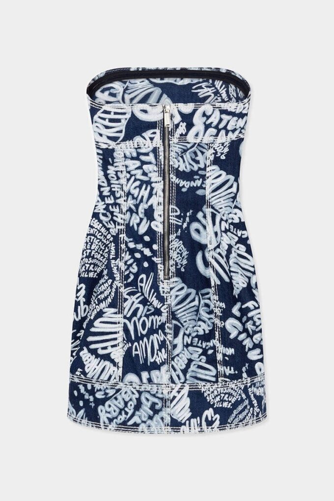 Mørkvasket Rebel Hibiscus-denimkjole