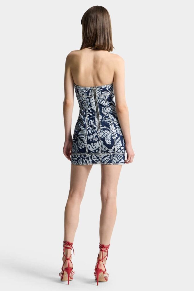 Mørkvasket Rebel Hibiscus-denimkjole