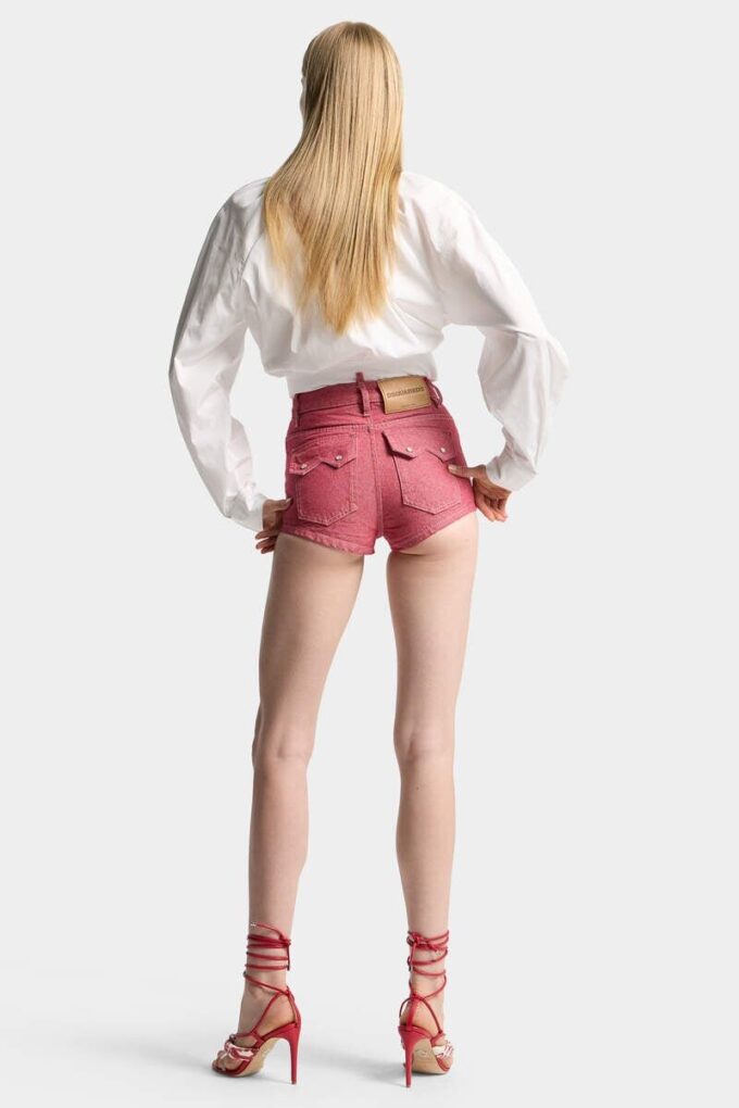 Oxford-denim-hotpants med høy midje Oxford-denim-hotpants med høy midje