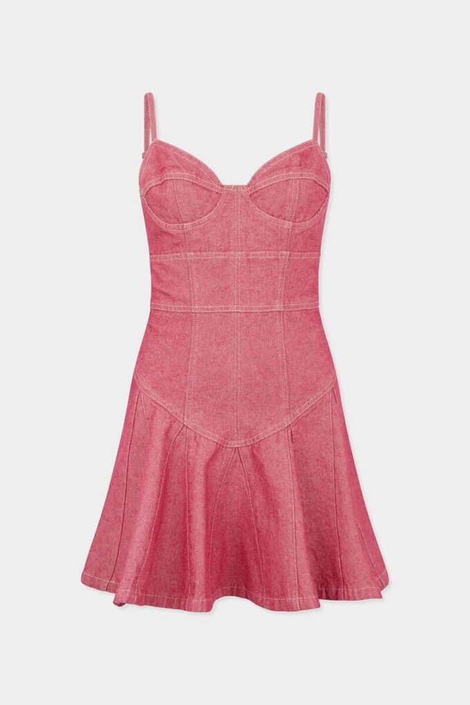 Oxford-denimkjole med volanger