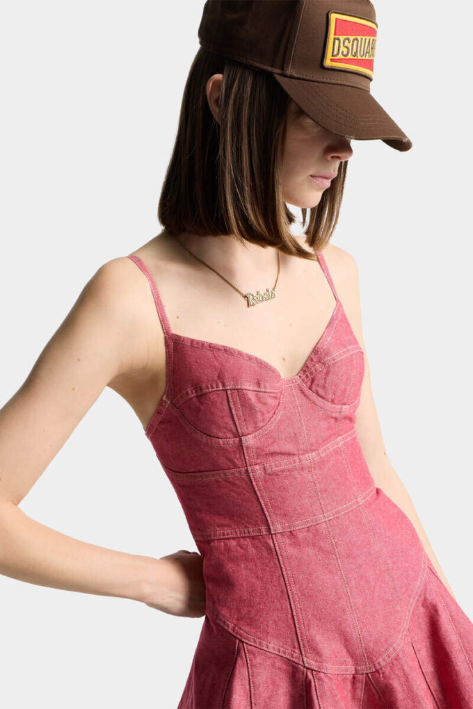 Oxford-denimkjole med volanger