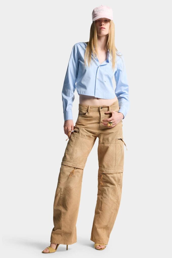 Plaggfarget bukser i utility-stil med slitt look