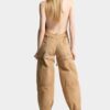 Plaggfarget jumpsuit i slitt stil