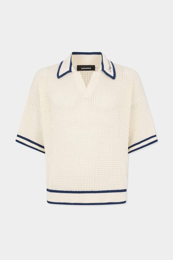 Polo med åpent strikk