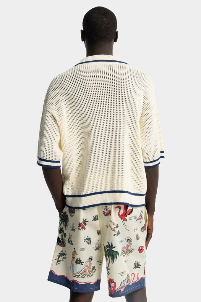 Polo med åpent strikk