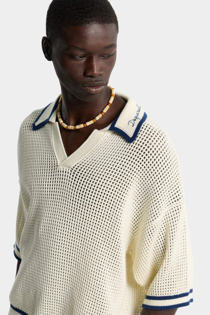 Polo med åpent strikk