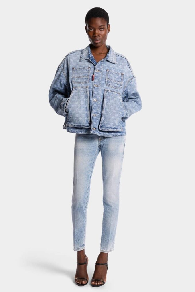 Skinny jeans med lys diagonalvask