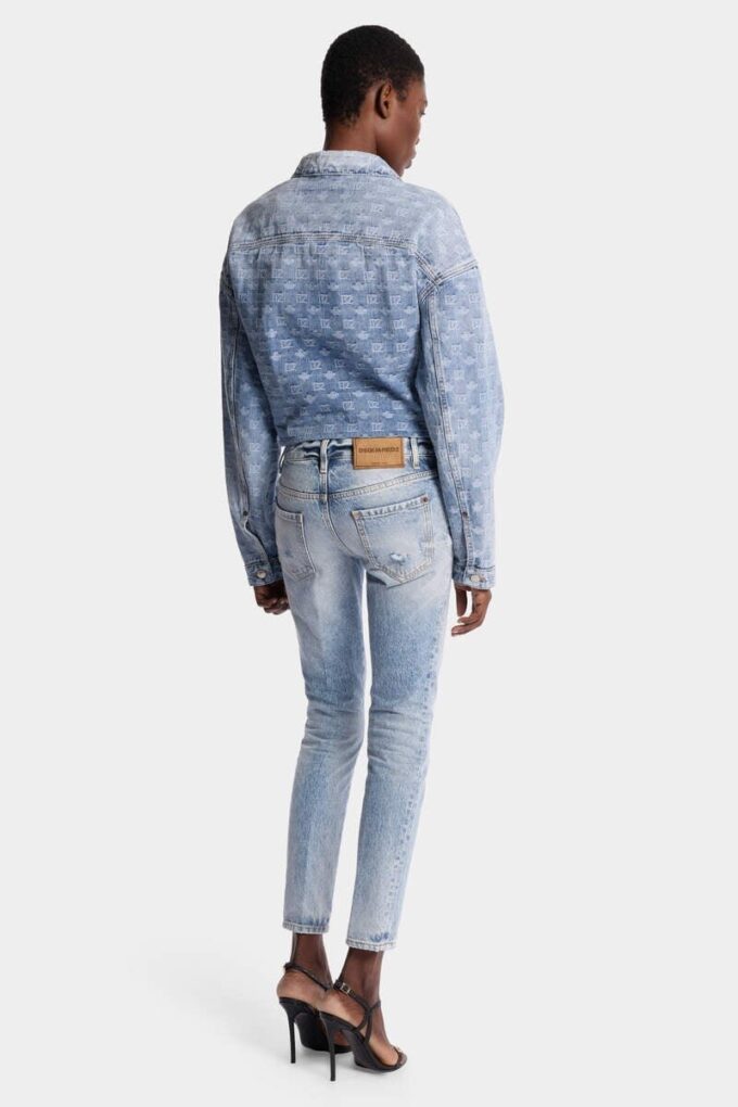 Skinny jeans med lys diagonalvask