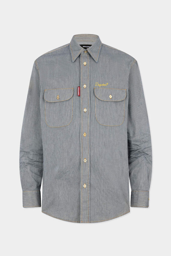 Stripet denimskjorte i kanadisk vintage-stil