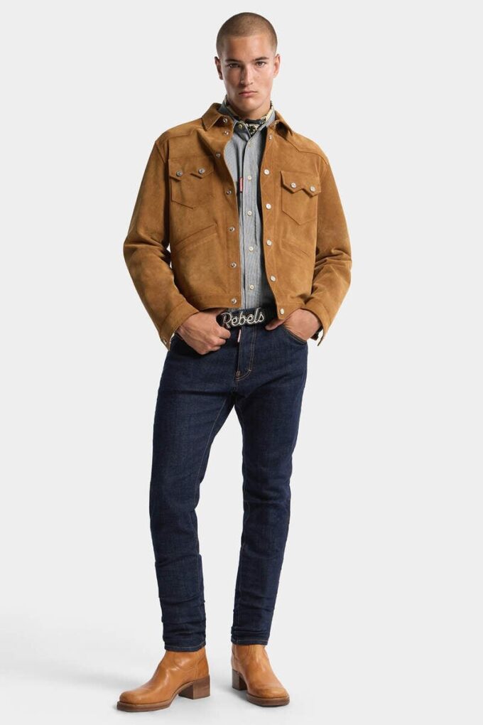 Stripet denimskjorte i kanadisk vintage-stil
