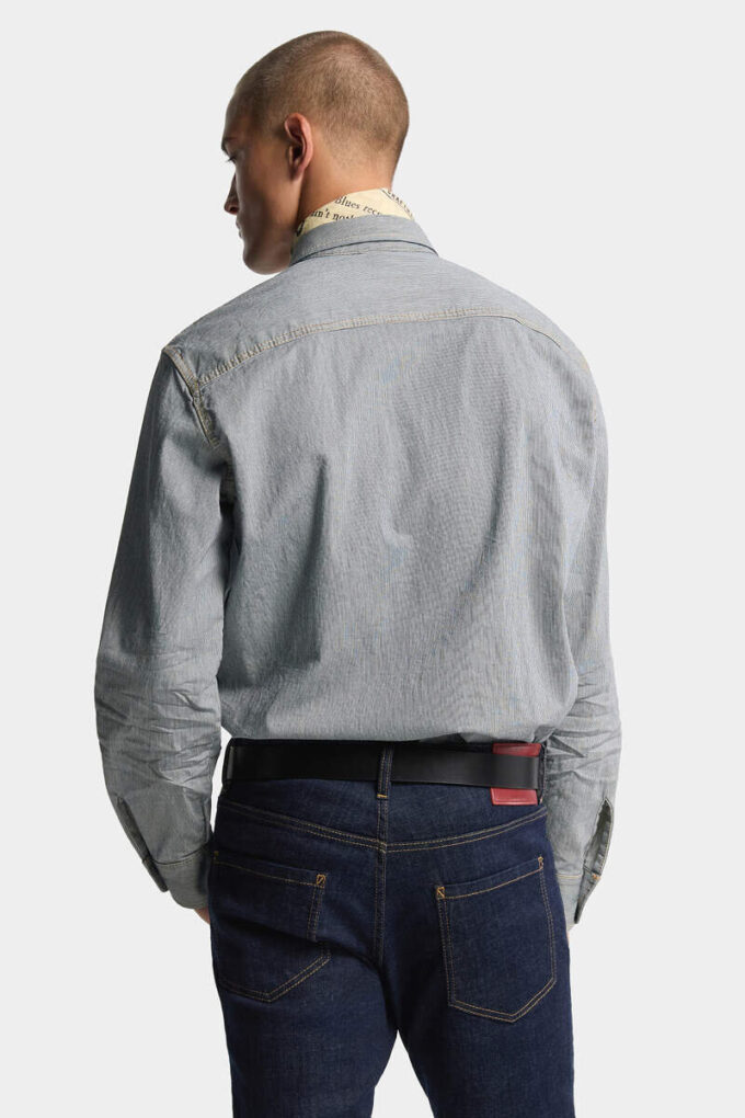 Stripet denimskjorte i kanadisk vintage-stil