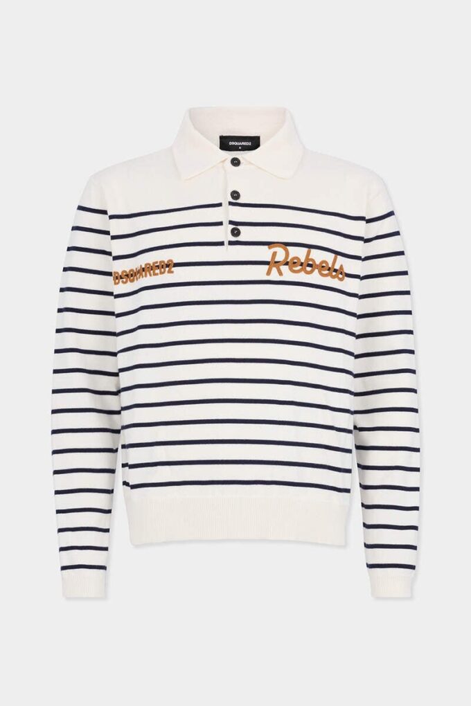 Stripet langermet polo