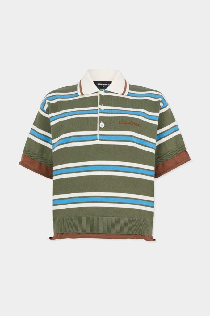 Stripet strikket polo