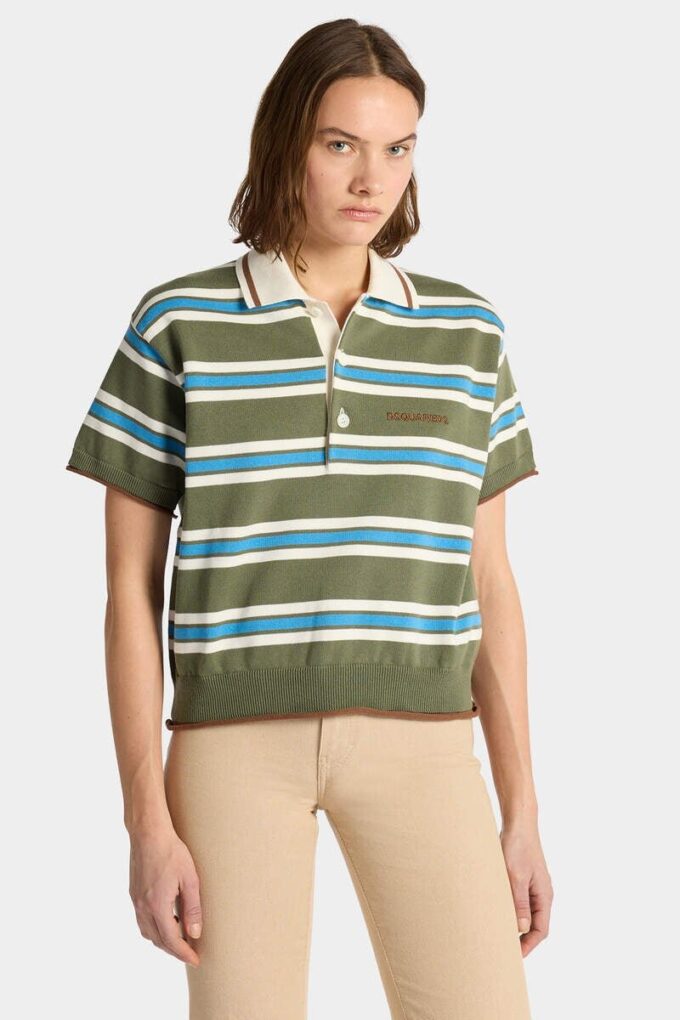Stripet strikket polo