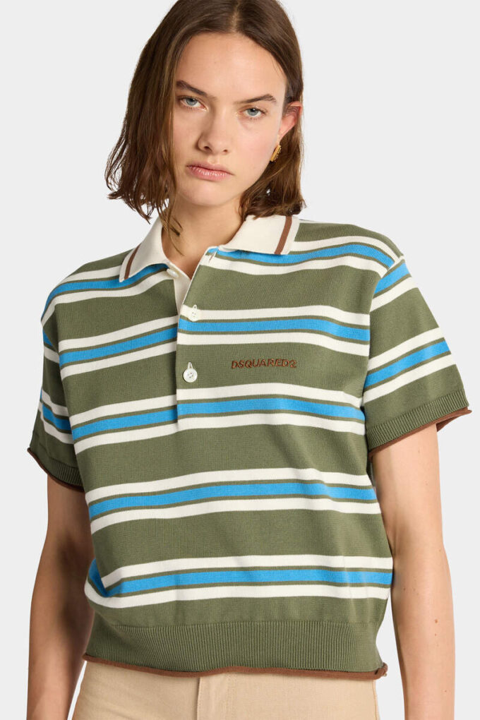 Stripet strikket polo