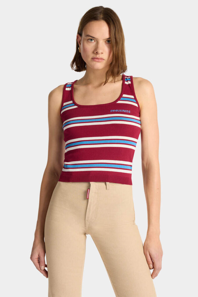 Stripet strikket tank-top Stripet strikket tank-top
