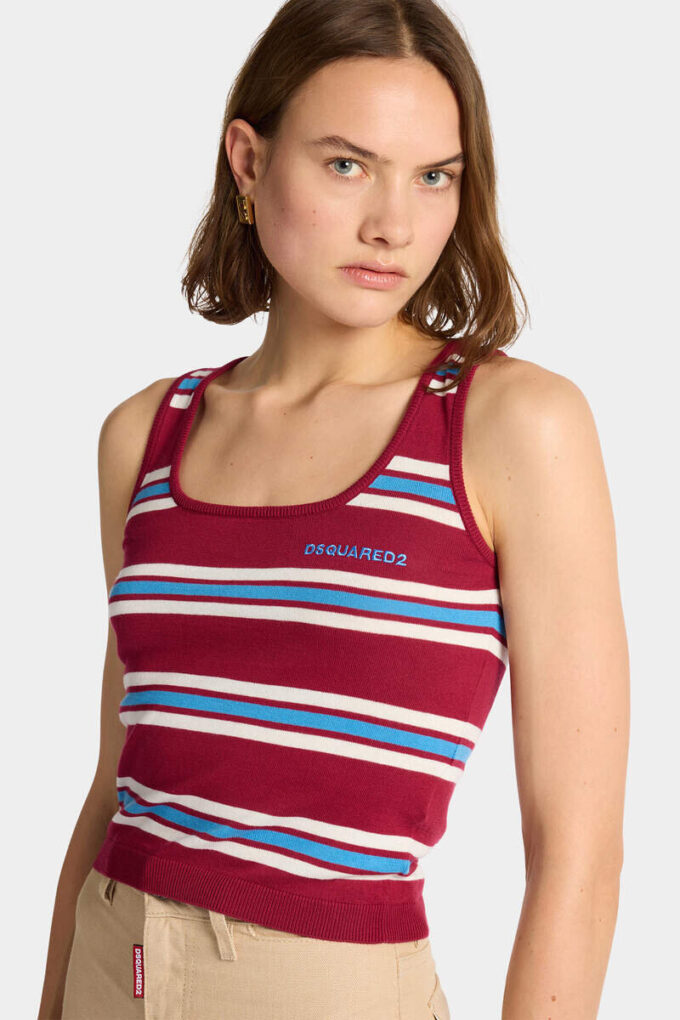 Stripet strikket tank-top Stripet strikket tank-top