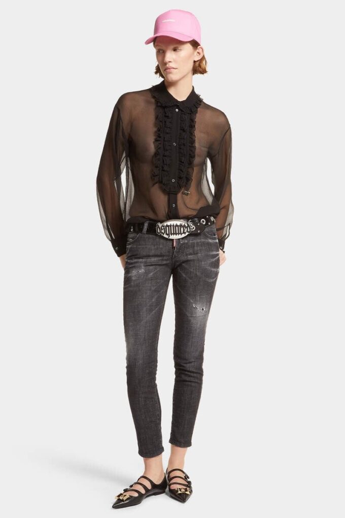 Svarte, lettvaskbare Jennifer-Jeans med middels høy midje