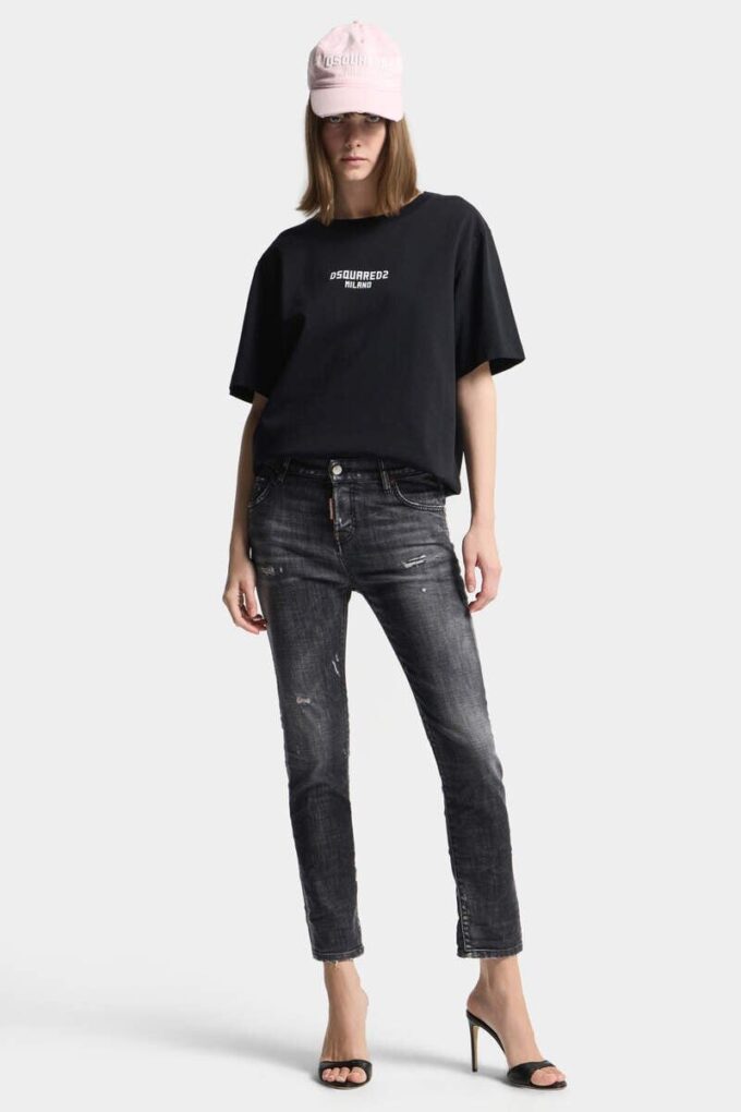 Svarte Teddy-jeans med tåkvask Svarte Teddy-jeans med tåkvask