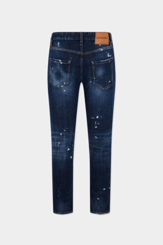 Teddy-Jeans i medium rød flekkvask