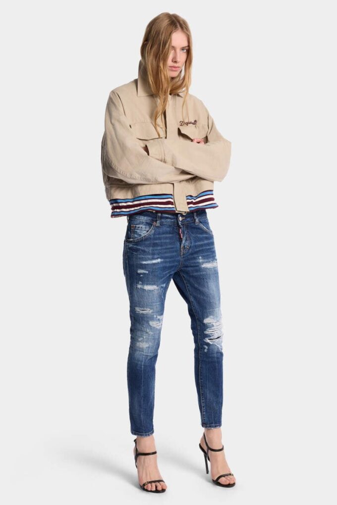Teddy-jeans med middels slitt vask