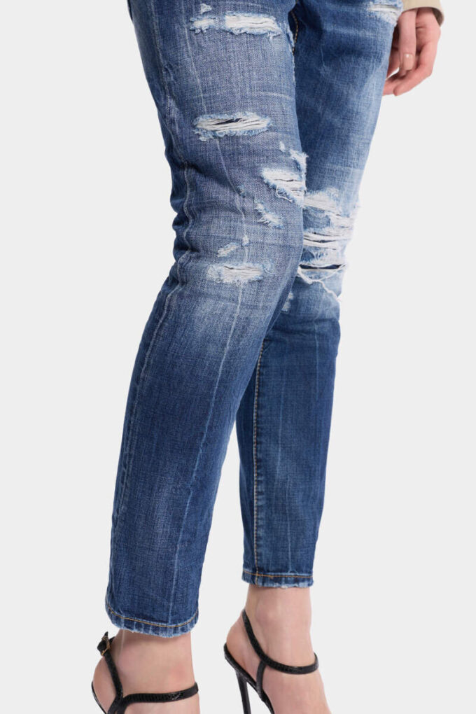 Teddy-jeans med middels slitt vask