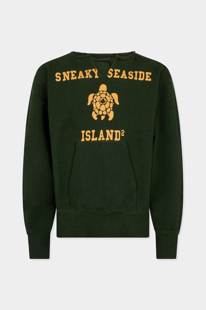 Vintagefarget, lang og slank passform med rund hals